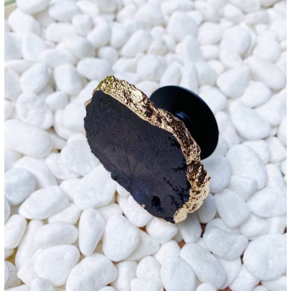 Natural Stone - Black and Gold Cell Phone Grip